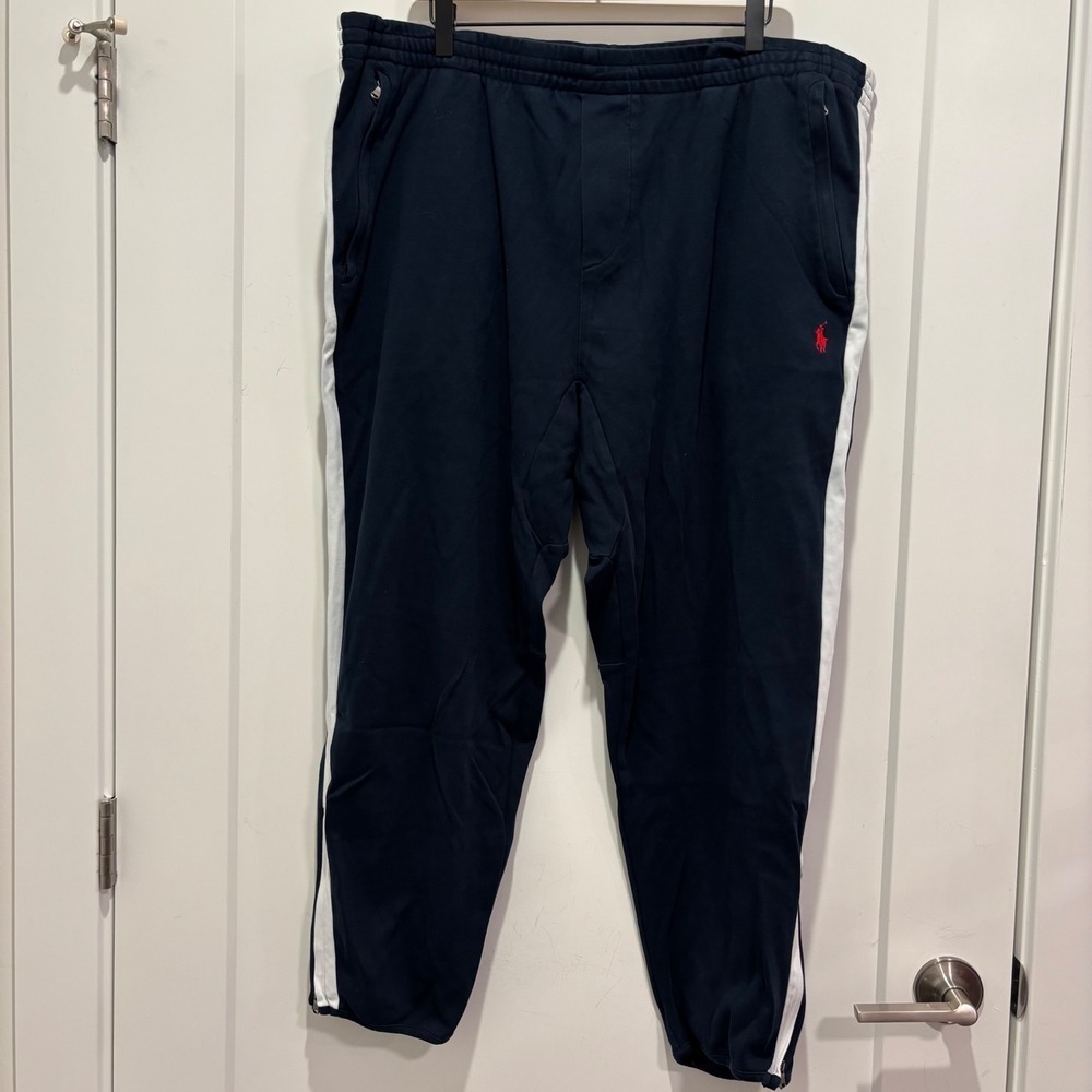 Polo‎ Ralph Lauren Navy Blue Side Stripe Track Pants 2XB Big and Tall Joggers